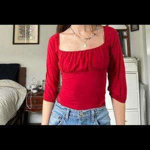 Reformation 3/4 sleeve red top